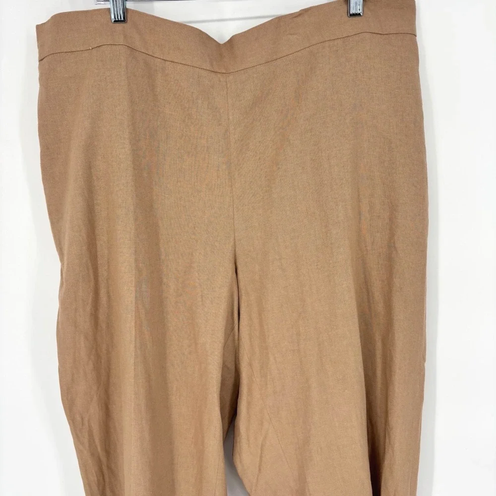 Bar III Womens 3X Tan Linen Blend Relaxed Straight Leg Dress Pants NWT